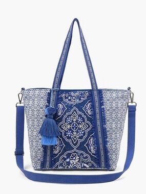 America & Beyond Tote With Bag Strap and Pouch oriental Blue
